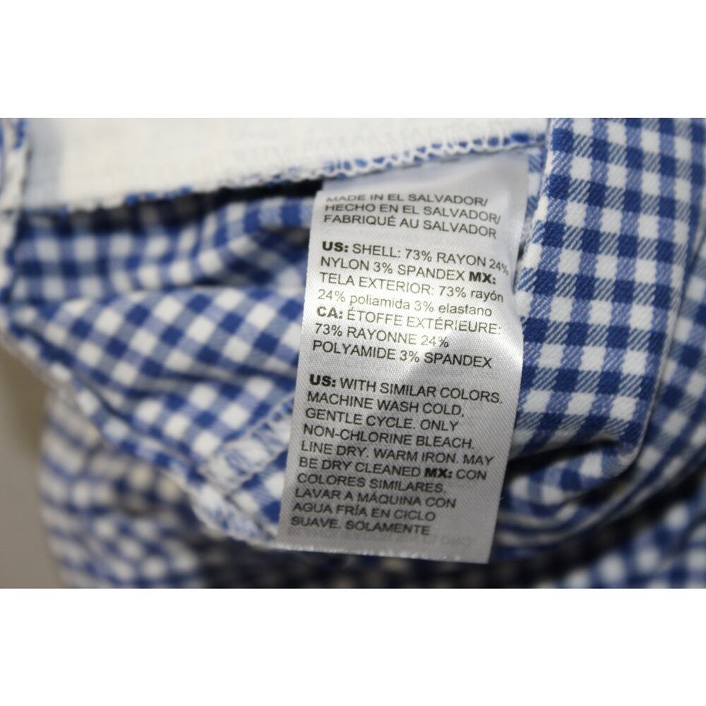 Chico's 2T Gingham Straight Leg Pants Blue Button Detail - Picture 4 of 5